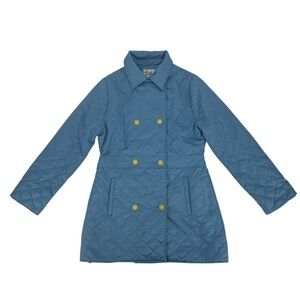 Lilly Pulitzer Blue Quilted Double Breasted Coat Size Medium Women’s